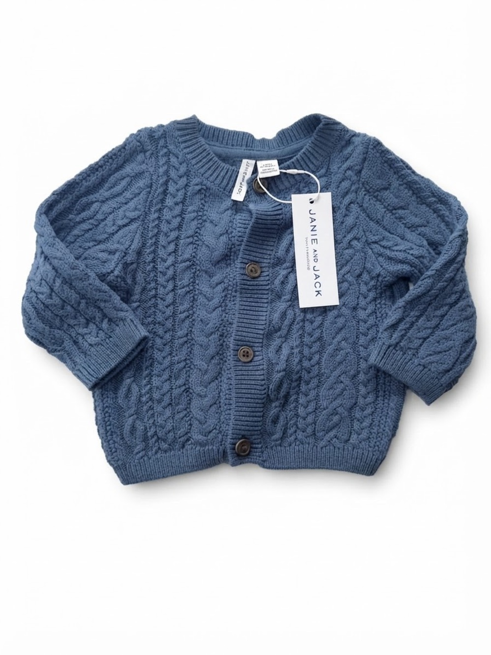 Janie and Jack Baby Blue Cable Knit Button Cardigan Sweater 3-6M NWT